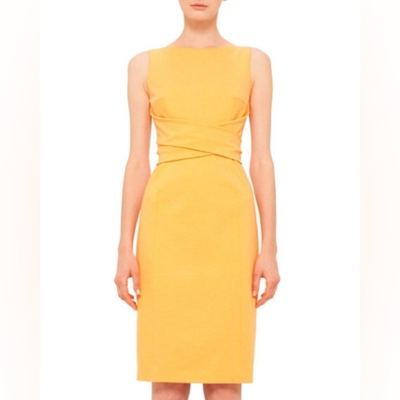 Akris Punto Cross Waist Knit Sheath Dress in Tangerine Size 10 - Picture 1 of 9